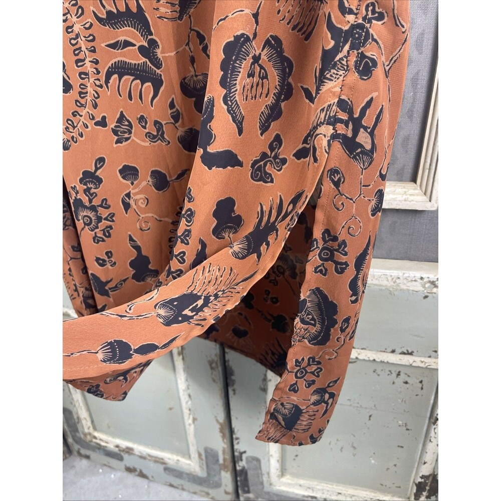 Limited America Vintage Midi Maxi Dress Floral Orange Gray Tan Size 4 - Picture 9 of 9